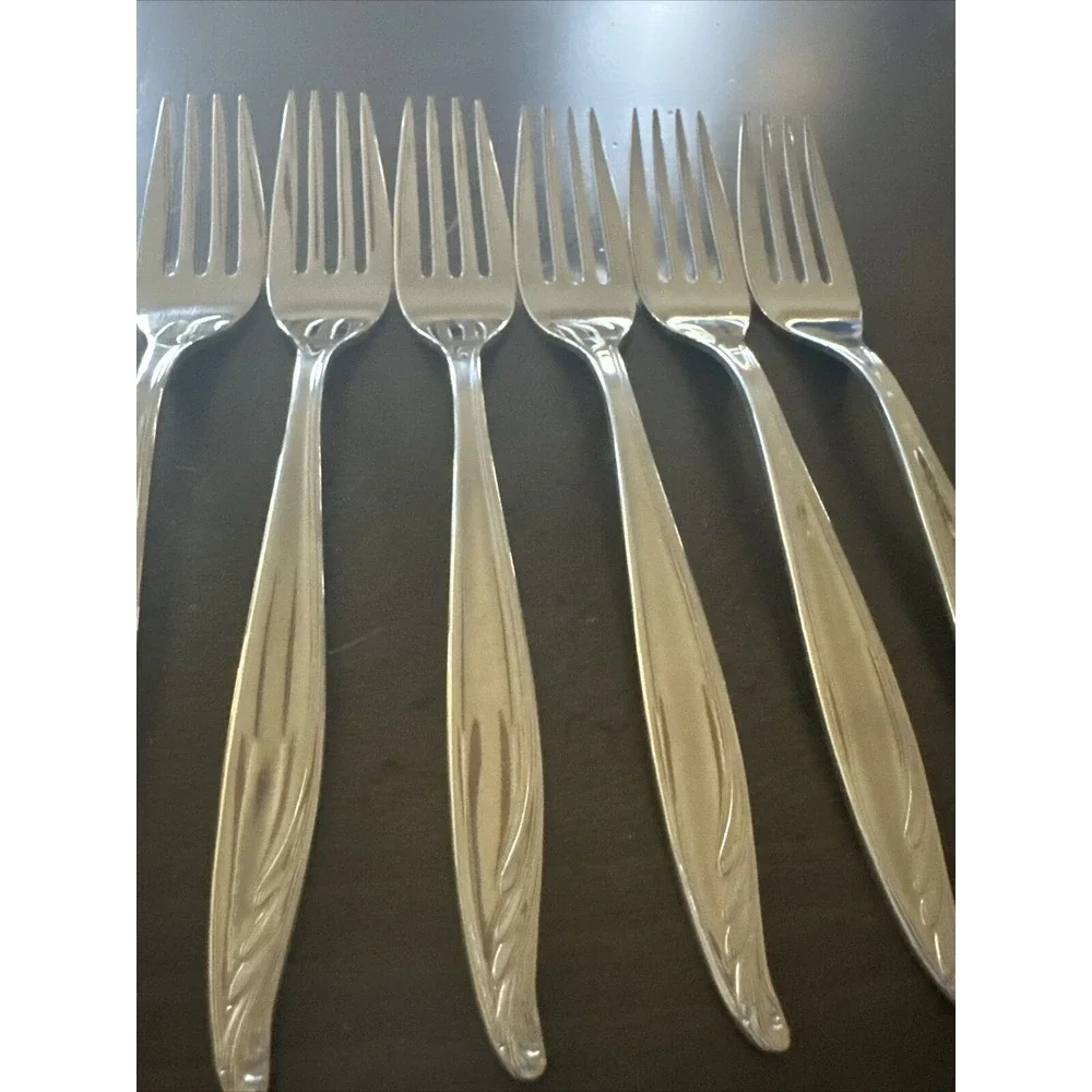 Set Of 6 Wm. Rogers International BERMUDA Stainless Steel‎ Dinner Forks 7